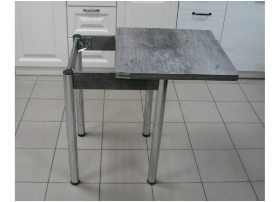 Кухонный стол Ломберный поворотно-раскладной 600х600/1200 ЛДСП штейн темный, ноги: металл (хром), ФОРТ