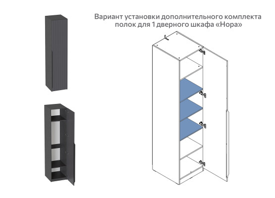 Комплект полок для 1 дв и 3 дв шкафа "Нора", МебельГрад