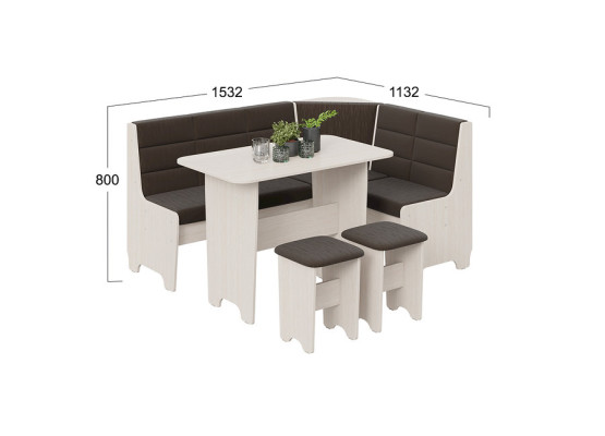 Кухонный уголок «Техас» Исп.2 Молочный, Коричневый, ТриЯ