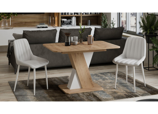 Стол обеденный раздвижной «Люксембург» Тип 3 Светло-коричневый, Белый, ТриЯ