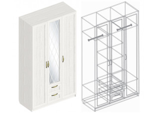 Шкаф «Александрия» ДА-01 3-ств с 2 ящиками 1200х530х2200