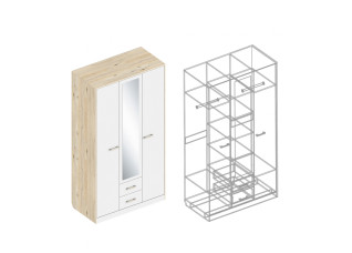 Шкаф 3-ств с 2 ящиками по центру 1200х600х2200