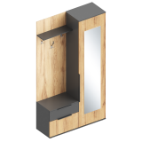 Прихожая "Стил" (правое исполнение) 1150х400х2100 Темно серый/Дуб золотистый