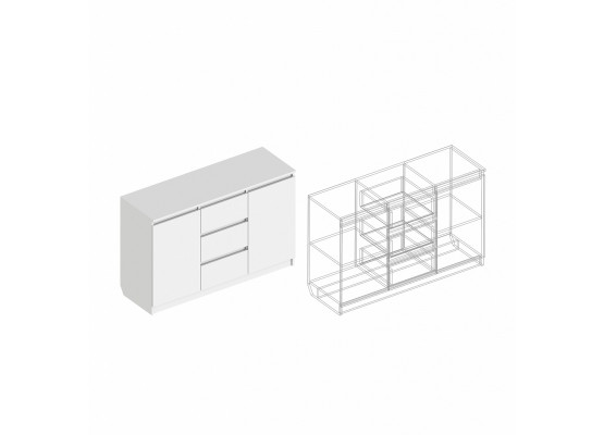 Комод 2-ств с 3 ящиками 1200х400х770, Велес