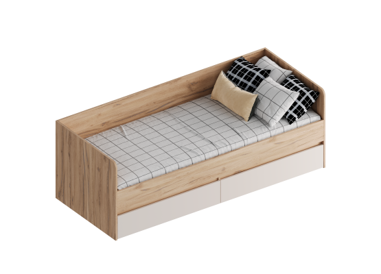 МС "Сицилия" Кровать с 2 ящиками (футорка 10) 832х2032х720 Дуб альпийский/Тефия, Велес